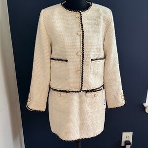 Aqua Tweed Set Cream size S skirt is NWT Black Trim